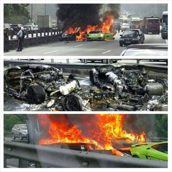 Destrozan dos Lamborghini Gallardo y un Aventador en Malasia 5