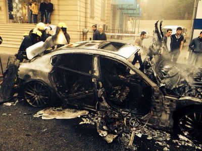 Arde un Maserati Quattroporte GTS en Azerbaijan