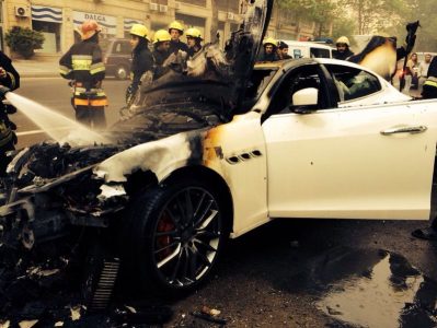 Arde un Maserati Quattroporte GTS en Azerbaijan