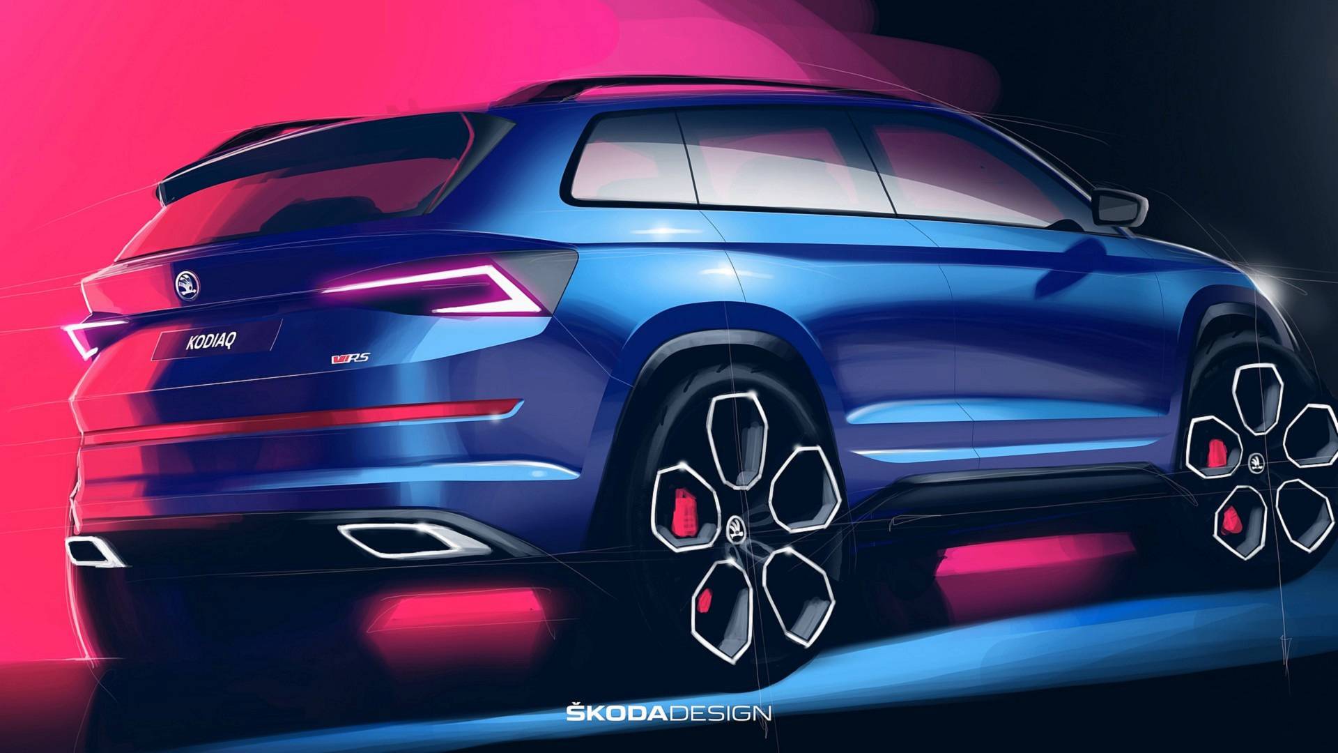 Skoda publica los bocetos oficiales del Kodiaq RS, ¡menuda pinta!