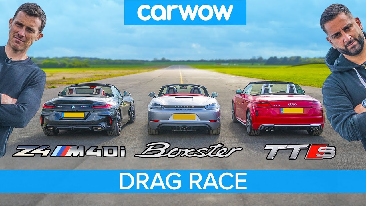 BMW Z4 M40i v Porsche Boxster GTS vs Audi TT-S - DRAG RACE, ROLLING RACE & BRAKE TEST