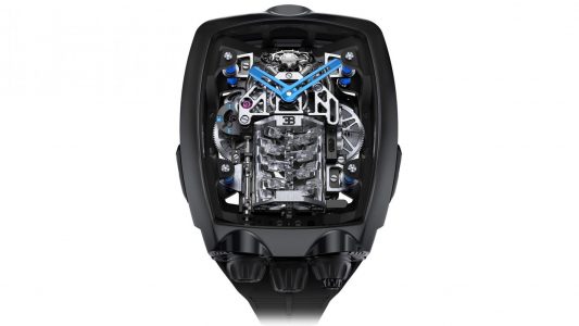 Este reloj tiene un pequeño motor W16 de Bugatti funcional en su interior, pero su precio es astronómico