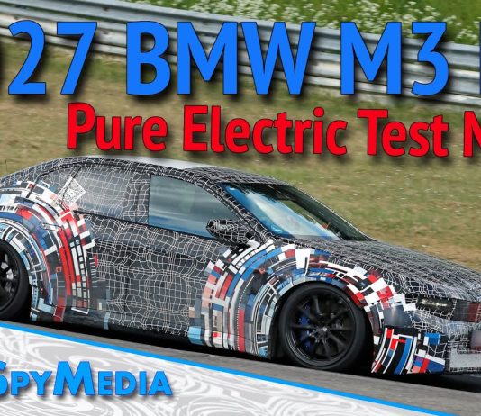 2027 bmw m3 pure electric ev test mule prototype caught on a fast lap at the nürburgring